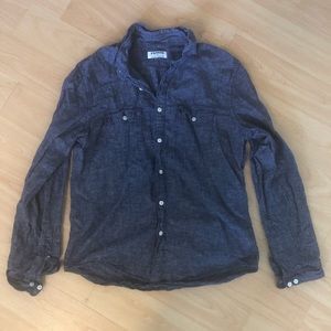Express | Linen Button Down Long Sleeve T-Shirt